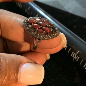 Vintage Sterling Silver Red Ring
